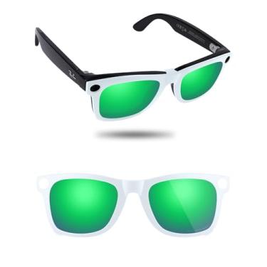 Imagem de Fiskr Óculos de sol clip-on polarizado para Ray-Ban Meta Wayfarer RW4008 e Gen 2 RW4012(53-22), clipe de descoloração protege seus olhos, Verde esmeralda, 53*22mm