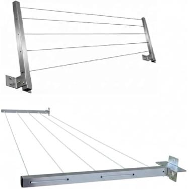 Imagem de Varal De Parede Aluminio Reforçado Dobravel Retratil Dobrável Casa Apartamento Não enferruja Resistente até 50kg