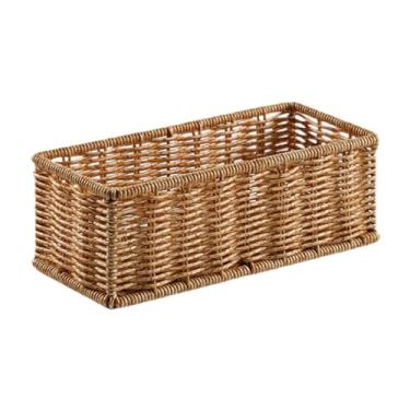Imagem de Wswqop Cesto Organizador com Efeito Rattan, Bandeja para Perfumes, Retangular, Estilo Vintage, para Quarto, Casa, Bar, Mesa de Centro, M, Tamanho real
