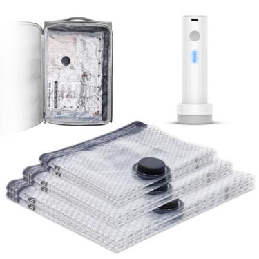 Imagem de Sacos de armazenamento a vácuo, sacos de vácuo para viagem com bomba de ar, sacos seladores a vácuo, sacos de viagem a vácuo com bomba,