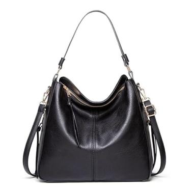 Imagem de Bolsa grande De Ombro e transversal Feminina De Couro PU (Preto)