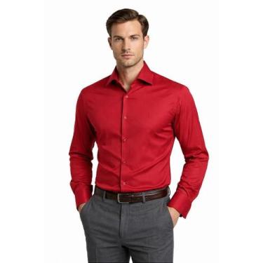 Imagem de Camisa Social Masculina Vinho de Fibra de Bambu - Sofisticação e Perso
