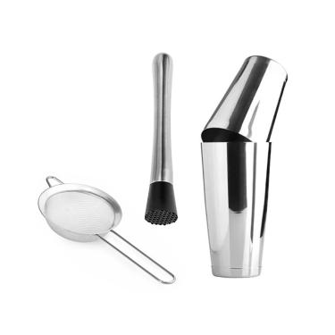 Imagem de Coqueteleira Inox Copo Duplo Peneira e Socador Kit Drink Bar