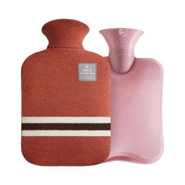 Imagem de Bolsa De Água Quente De Tricô Grosso Com Capa De Pelúcia Macia, Aquece