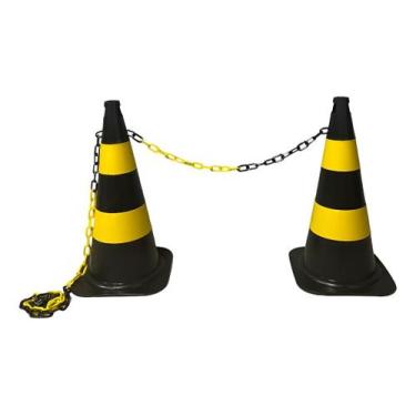 Imagem de 2 Cones Sinalização Transito Estacionamento +Corrente 1 mts. - NoBrand