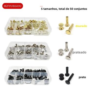 Imagem de Kit De 50 Parafusos Chicago Para Encadernação De Couro, Bolsas, Cintos