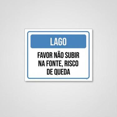 Imagem de Placa Acm Lago Favor Não Subir Fonte Risco Queda 18X23 - Sinalizo