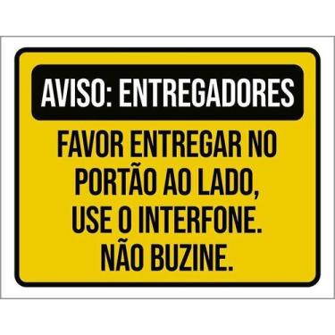 Imagem de Kit 3 Placa Acm Entregadores Entregar Portão Interfone 18X23 - Sinaliz
