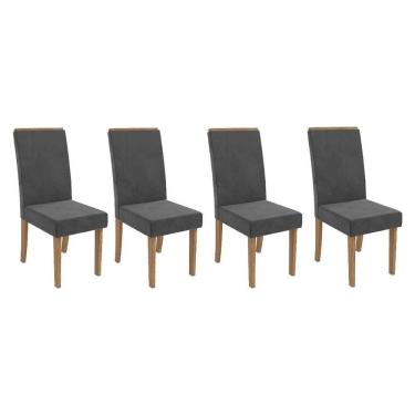 Imagem de Cadeira Sala De Jantar 2cad142ng Kit 4 Un Nogueira/veludo Cinza Titanio A050 - Kappesberg