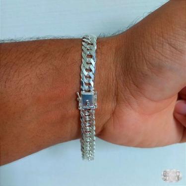 Imagem de Pulseira Masculina Grumet Dupla Fecho Gaveta Prata 925 8mm Joia Exclus