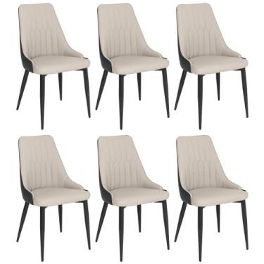 Imagem de Kit 6 Cadeiras de Jantar Estofada Torino Design Italiano Costuras Geom