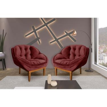 Imagem de Kit 2 Poltronas Decorativa Marcela Veludo Marsala Dal Poz Estofados