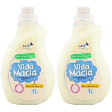 Imagem de Kit 2 Amaciante Roupa Glicerina & Camomila Amarelo 1 Litro - Vida Maci