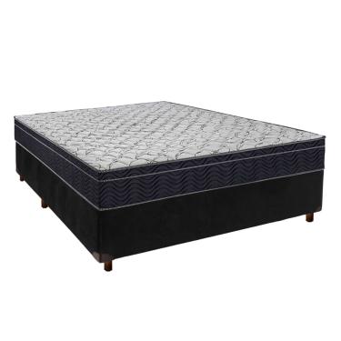 Imagem de Cama Box Preto + Colchão Casal Airtech 150 Ortobom