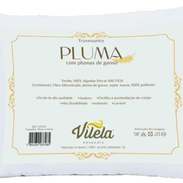 Imagem de Travesseiro Pluma De Ganso 70x50 Cm Percal 400 Fios Acetinado 1 Peça 1