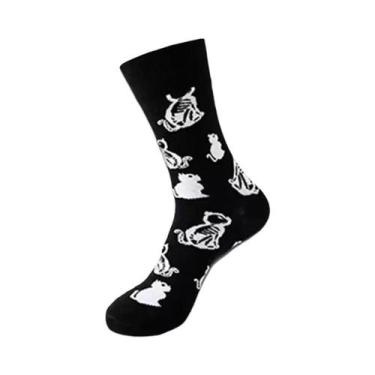 Imagem de Meias Unissex De Cano Médio Com Estampa De Caveira E Abóbora Para O Ha