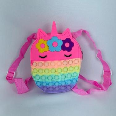 Imagem de Bolsa Mochila Pop It Infantil Menina De Silicone Unicórnio - LF PRESEN