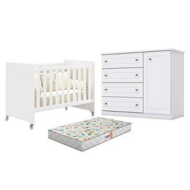 Imagem de Berço Americano Evolution 4 em 1 Branco Acetinado Reller e Cômoda Amer