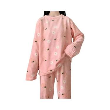 Imagem de Conjunto De Pijamas De Inverno Para Mulheres Em Fleece Coral Quente, C