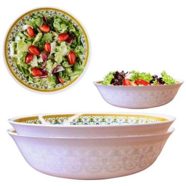 Imagem de 2 Tigelas Bowl Saladeira em Melamina Decorada Pote 1,3L - Fx