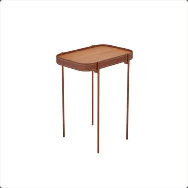 Imagem de Mesa Lateral P Melin 47x31 Ofertamo Nature/Cobre - Moveis Bechara