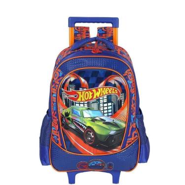 Imagem de Mochila de Rodinhas Luxcel Com Alça HotWheels Logo Azul-Masculino