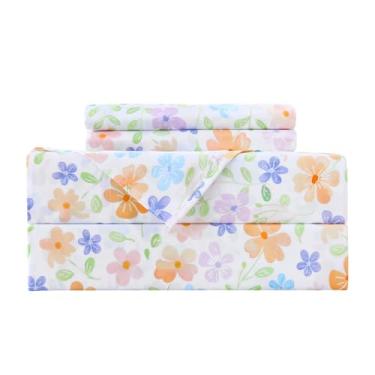 Imagem de MCO Lençóis de cama casal para crianças, microfibra macia, lençol casal para meninos e meninas, 4 peças de lençol casal respirável com várias cores