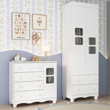 Imagem de Quarto de Bebê Completo com Guarda-Roupas 2 Portas e Cômoda Luna Multimóveis MP4796