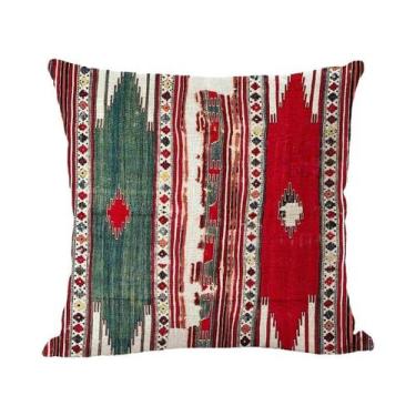Imagem de Capa De Almofada De Linho Boêmio Multicolorida Com Estampa Geométrica 