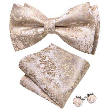 Imagem de Conjunto de Pajarita Formal Floral Champagne Barry.Wang de Seda