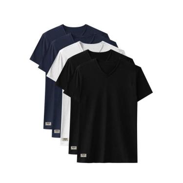 Imagem de Kit 5 Camisetas Basicas Gola V 100% Algodão 30.1 Di Nuevo Masculina-Masculino