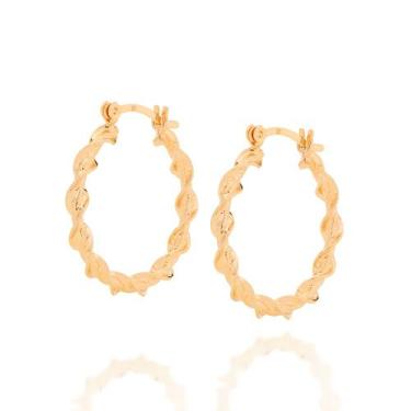 Imagem de Brinco Argola Torcida Folheado A Ouro Rommanel 526473 Cor:Dourado, Dou