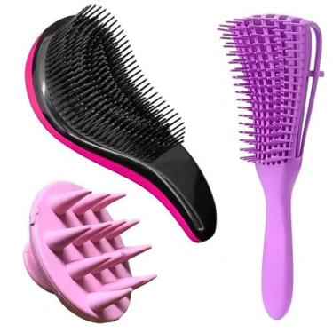Imagem de Kit Escova Massageadora Escova Polvo Escova Magica Anti Friz Variadas 
