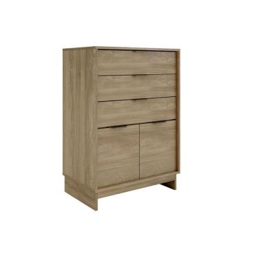 Imagem de Cômoda Infantil 1112 2 Portas E 3 Gavetas Noce - Carraro