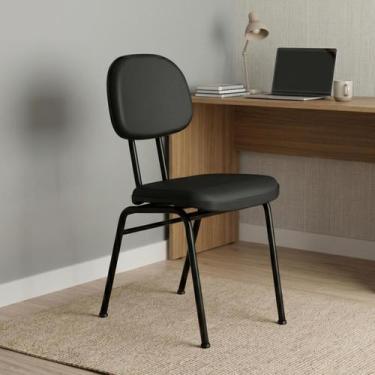 Imagem de Cadeira Fixa Secretária Estofada de Aço Internauta material sintético 