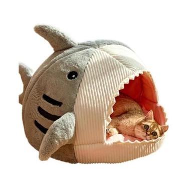 Imagem de Cama Quente Portátil Para Gatos, Cesto Fechado Com Almofada, Ninho/Cav