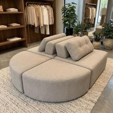Imagem de Sofá Modular Cielo 4 Lugares Design Orgânico Moderno 204cm Bouclê Bege - Montanari`s Decor