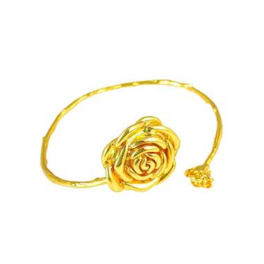 Imagem de Bracelete Flor Rosa Holanda Banhado a Ouro 18k - LC