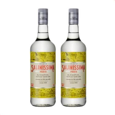 Imagem de Kit com 2 - Cachaça Saliníssima Prata 1000 ml Envio Imediato