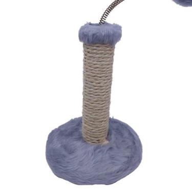 Imagem de Arranhador São Pet Pelúcia Lisa com Bola e Pluma P - para Gato, Cinza