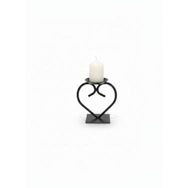 Imagem de castiçal coração para vela - Arte e luz, Preto