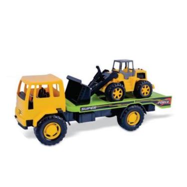 Imagem de Brinquedo Caminhão Com Retro Escavadeira Truck Construção - DIVERPLAS,