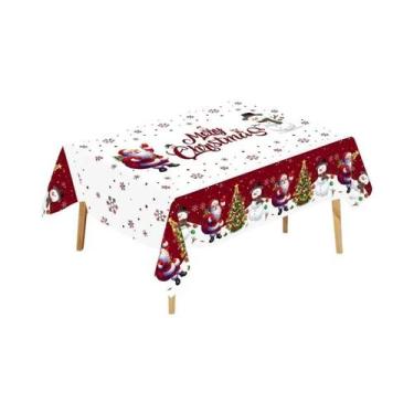 Imagem de Toalha De Mesa De Natal 2026 Com Papai Noel E Boneco De Neve, Decoraçã