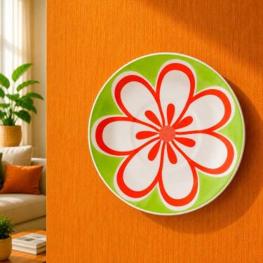 Imagem de Pires Decorativo de Parede Euforia em Cerâmica com Suporte para Fixação Branco