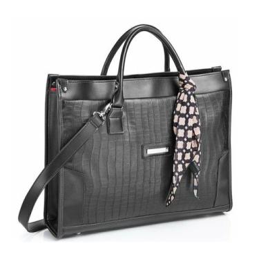 Imagem de Pasta / Bolsa Feminina Charlotte Notebook 15.6' Croco Viccina Cor:Pret