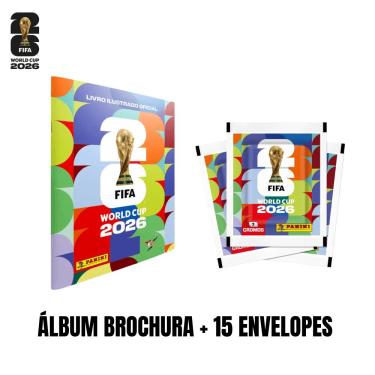 Imagem de Kit Figurinhas Copa do Mundo FIFA 2026 Panini – 15 Envelopes + Álbum Capa Brochura Grátis
