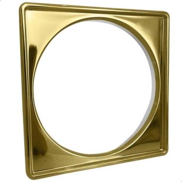 Imagem de Porta Grelha Dourado 15x15 Aço Inox 304 Caixilho Ralo Quadrado Para Ba