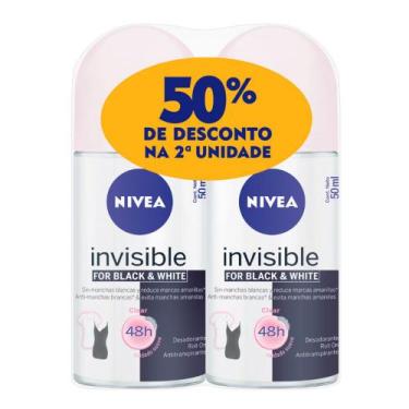 Imagem de Desodorante Nivea Invisible For Black & White Clear Roll-on 2 Unidades