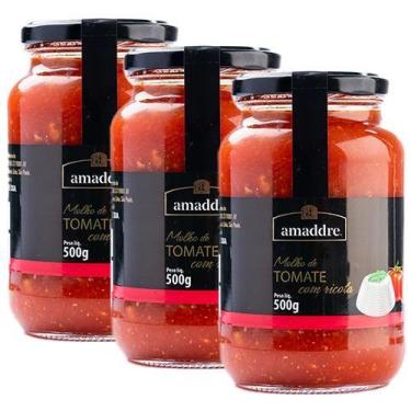 Imagem de Kit 3 Molho de Tomate Amaddre: Tomate Assado, com Pedaços, com Ricota