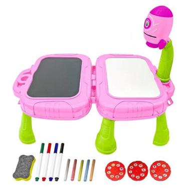 Imagem de Mesa Infantil 2 em 1 c Projetor e Lousa Educativa e Criativa Cor:Rosa 